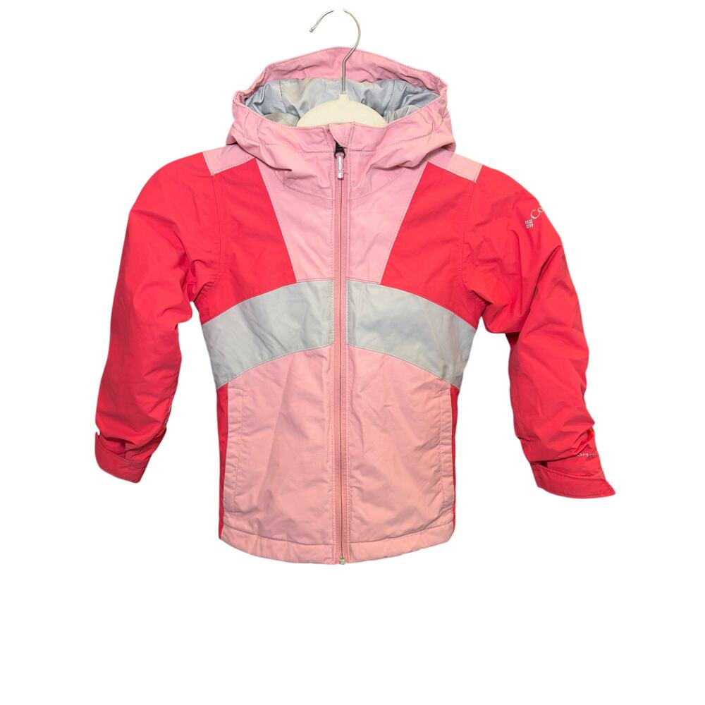 Columbia Girls XXS 4/6 Ski Jacket Winter Coat Hot Pink Light Pink Lined Hood